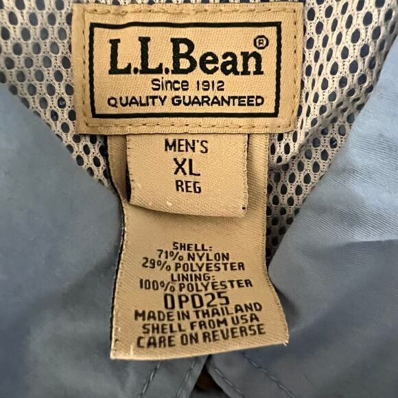 LL Bean Utility Blue Nylon Fishing Hiking Outdoor Short Sleeve Button Shirt XL - Picture 9 of 12